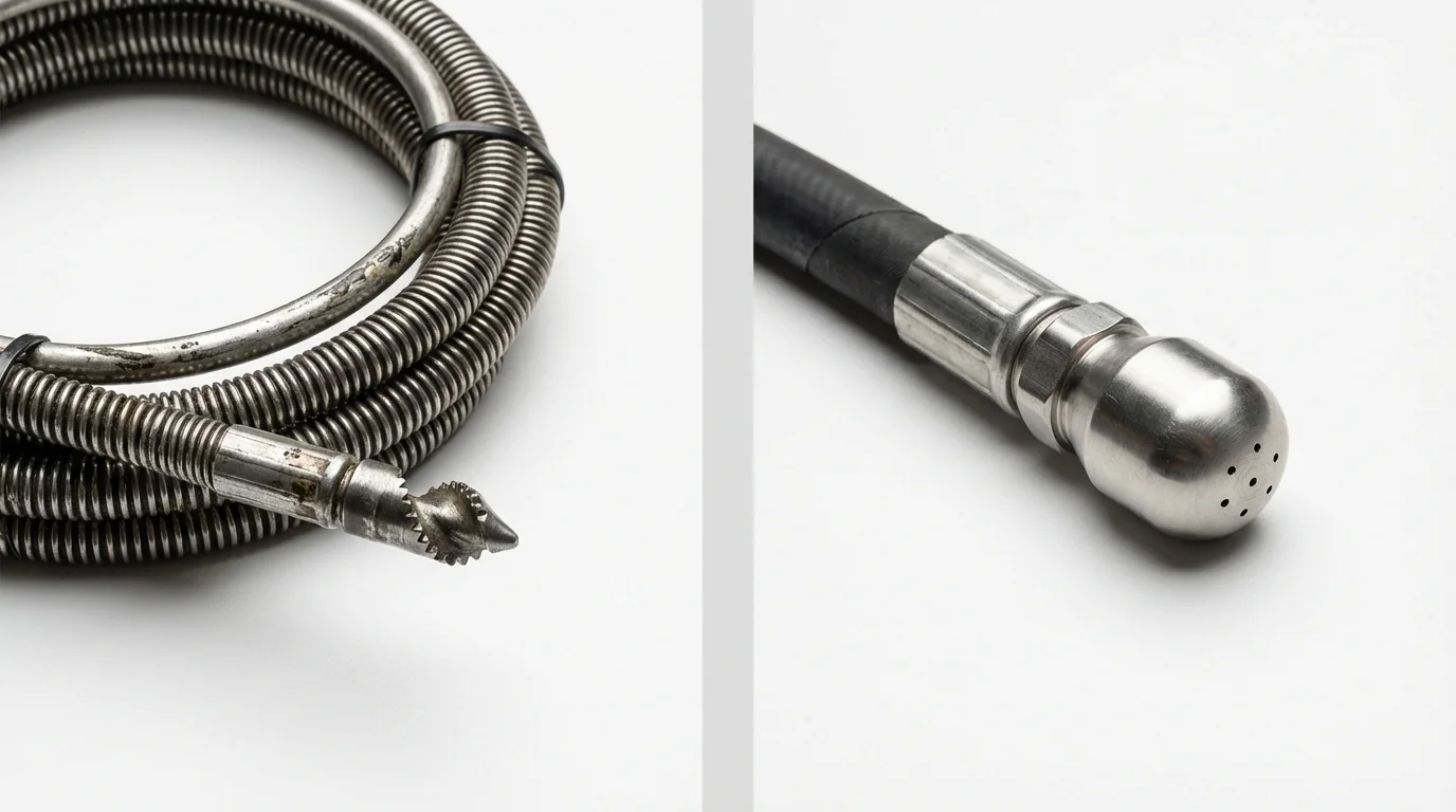 Drain snake cable and hydro jetting nozzle used for drain cleaning in Wytheville, VA