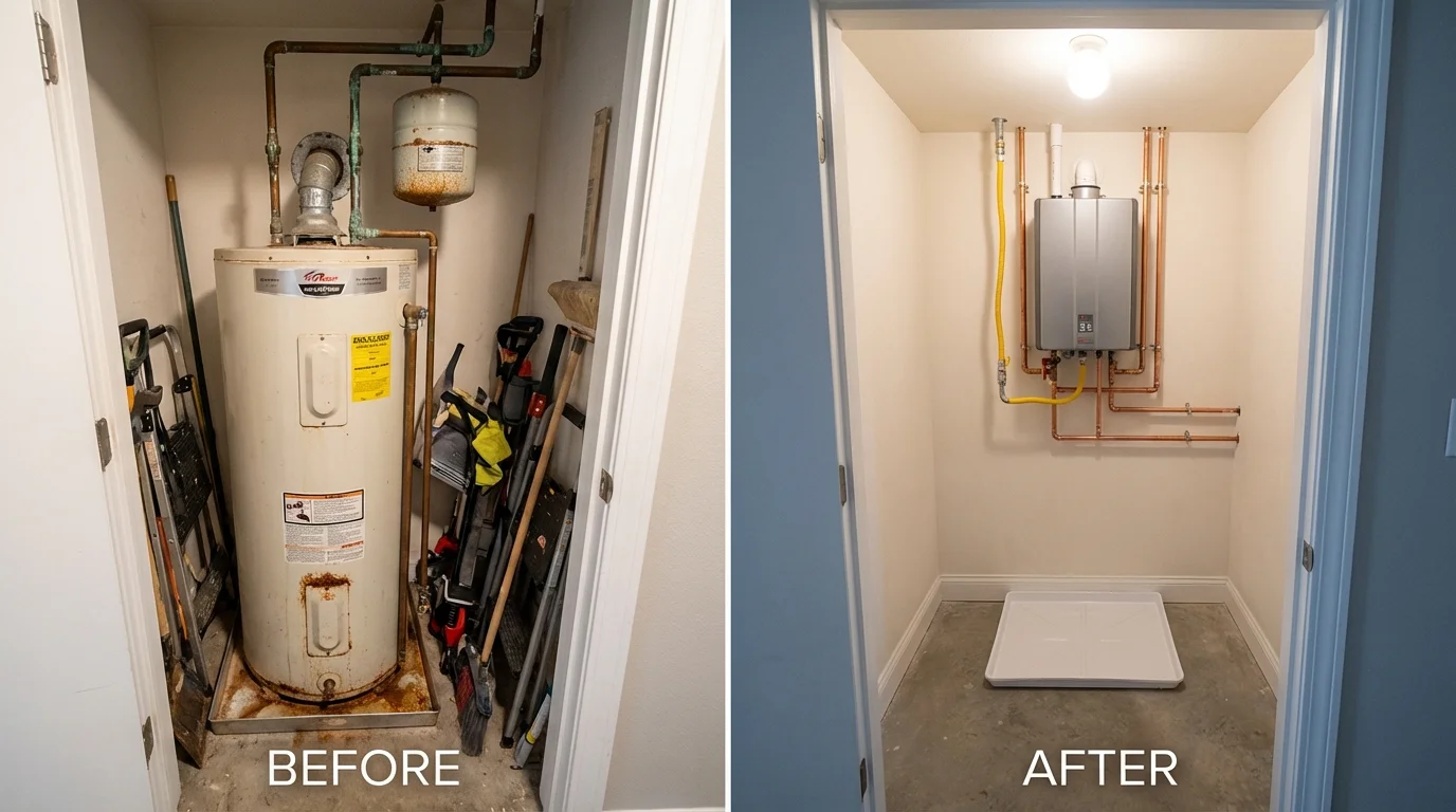 Tank water heater versus wall-mounted tankless unit comparison for Wytheville, VA homeowners