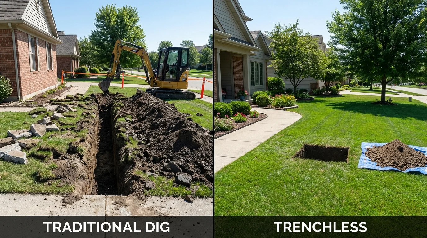 Trenchless sewer repair with minimal yard damage versus traditional excavation in Wytheville, VA